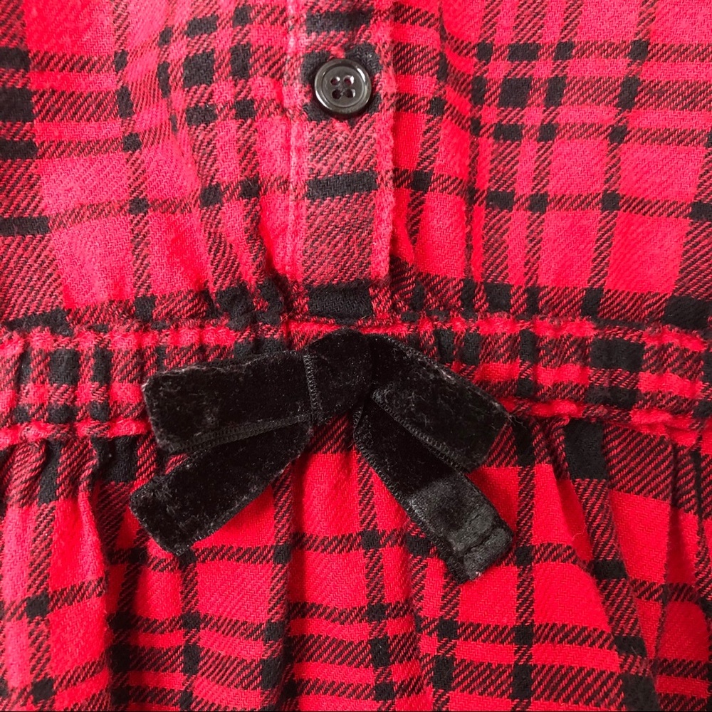 CAT & JACK Toddler Red Black Flannel Plaid Long Sleeve Shirt Sz XS Peplum Cotton - Picture 4 of 6